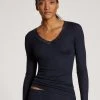 Calida Silky Wool Joy Langarm-Shirt -SPANX-Shop Calida Silky Wool Joy Top langarm blau 15491 339